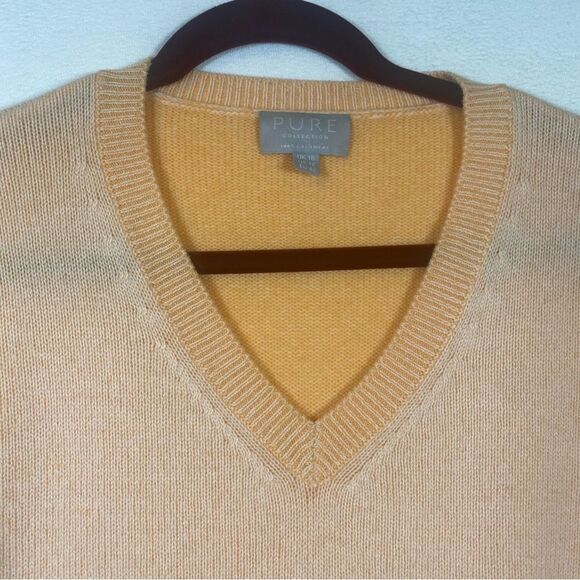 Pure Collection 100% Cashmere Light Orange V-Neck Sweater Size 12 - Picture 9 of 11
